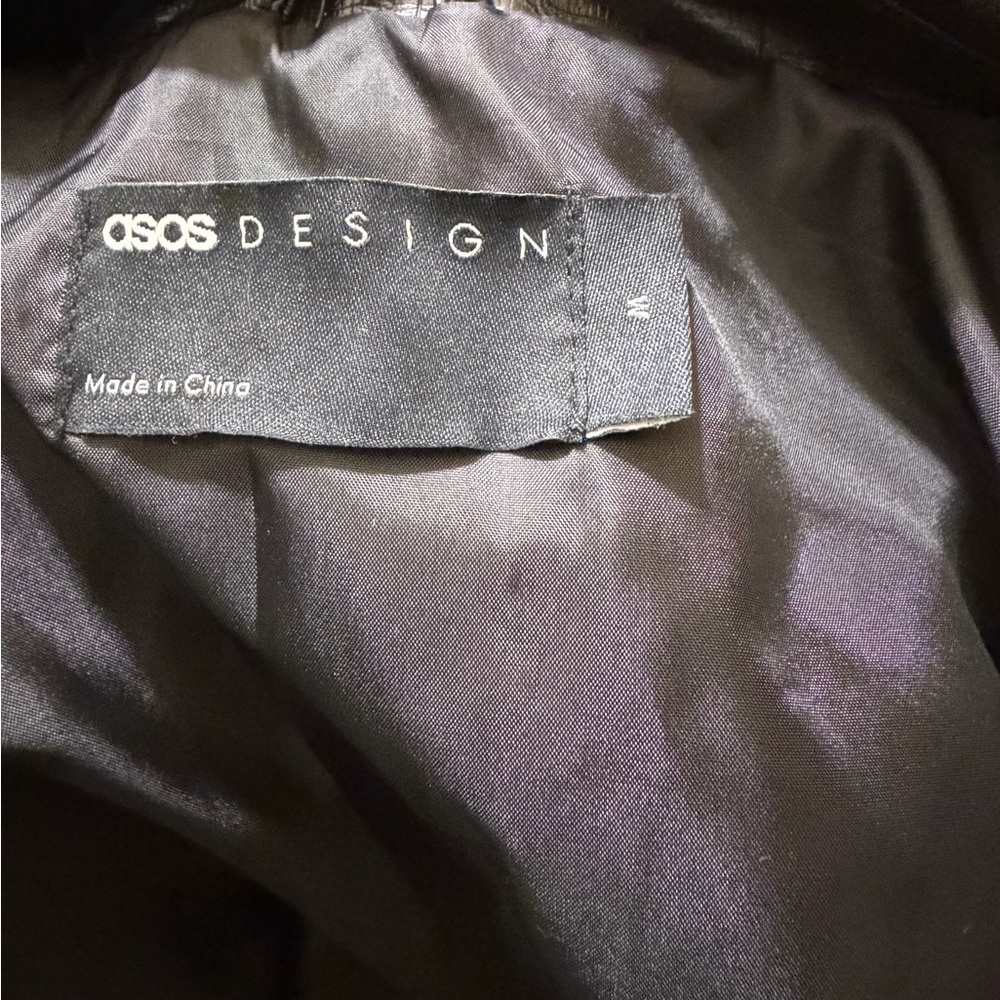 ASOS Black Croc-Pattern Leather Jacket - Picture 9 of 9